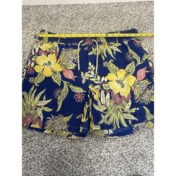 Polo Ralph Lauren Tropical Floral Print Swim Trunks Board Shorts Men M Blue - Picture 8 of 9